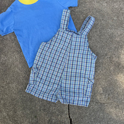 Vintage Y2K Gone Fishing Plaid Romper and Shirt Set - 6/9 Months