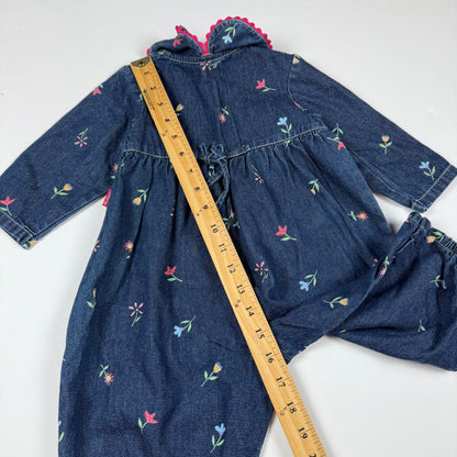Y2K Carters Floral Denim Romper - 12/18 Months