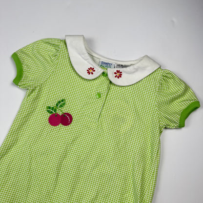 Y2K Small Steps Cherry Gingham Romper - 12 Months