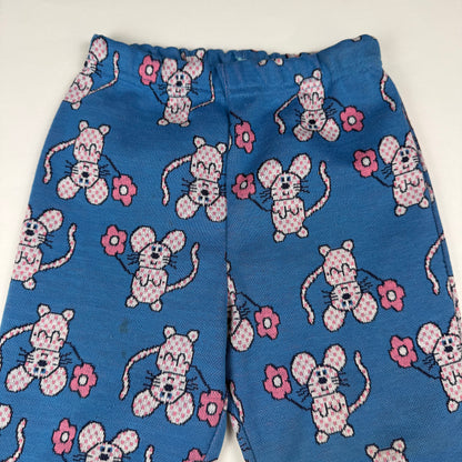 Vintage 1970's AOP Mouse Floral Bellbottom Pants - 2/3T