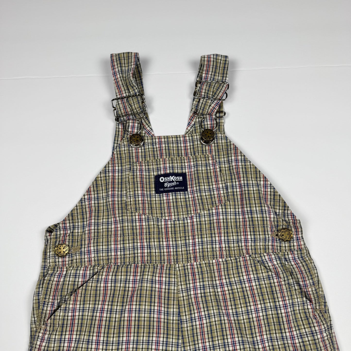 Vintage Oshkosh B'Gosh Plaid Short Overalls - 3T