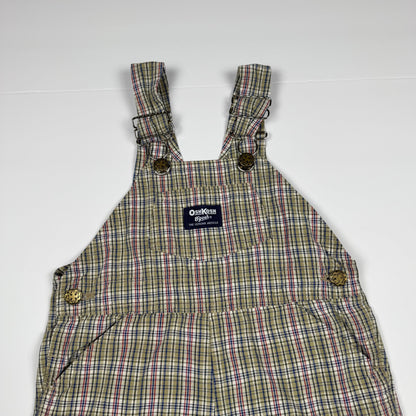 Vintage Oshkosh B'Gosh Plaid Short Overalls - 3T