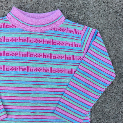 Vintage Health-Tex "Hello" Striped Turtleneck Shirt - 4T