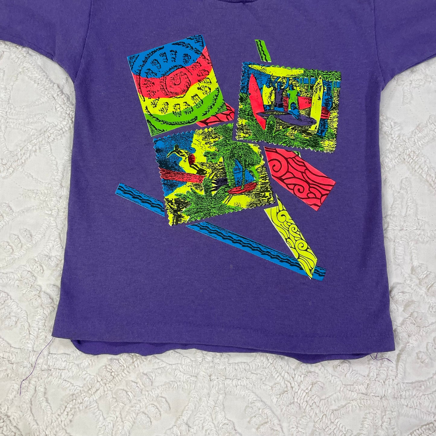 Vintage Purple Neon Surf Print Shirt - 2/3T