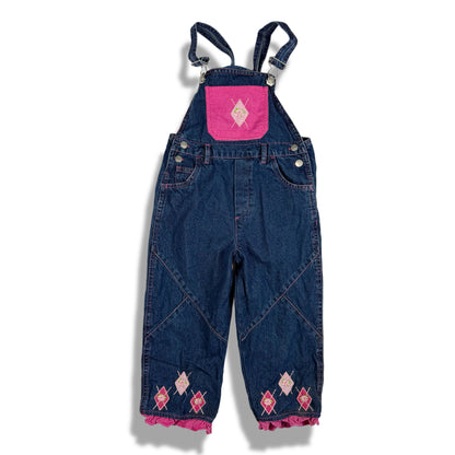 Vintage Toddler Y2K Floral Denim Embroidered Overalls - 4T