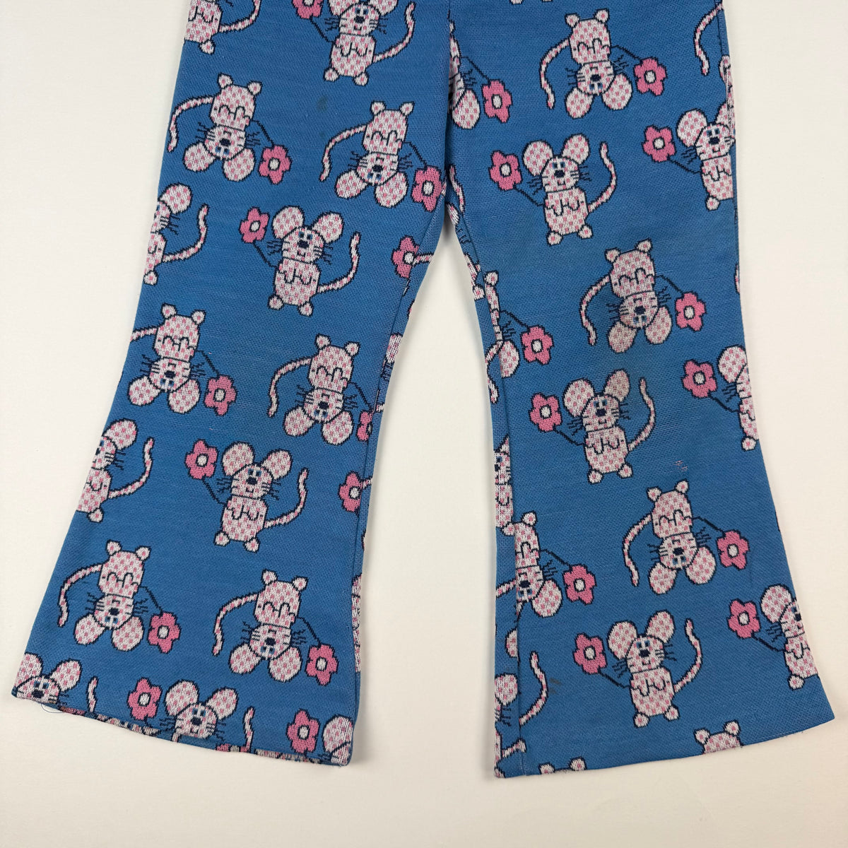 Vintage 1970's AOP Mouse Floral Bellbottom Pants - 2/3T