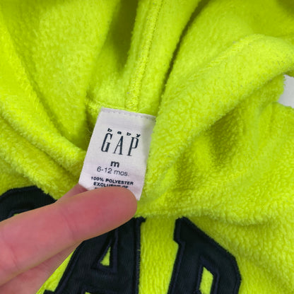 2000 Baby Gap Neon Yellow Fleece Hoodie Sweatshirt - 6/12 Months