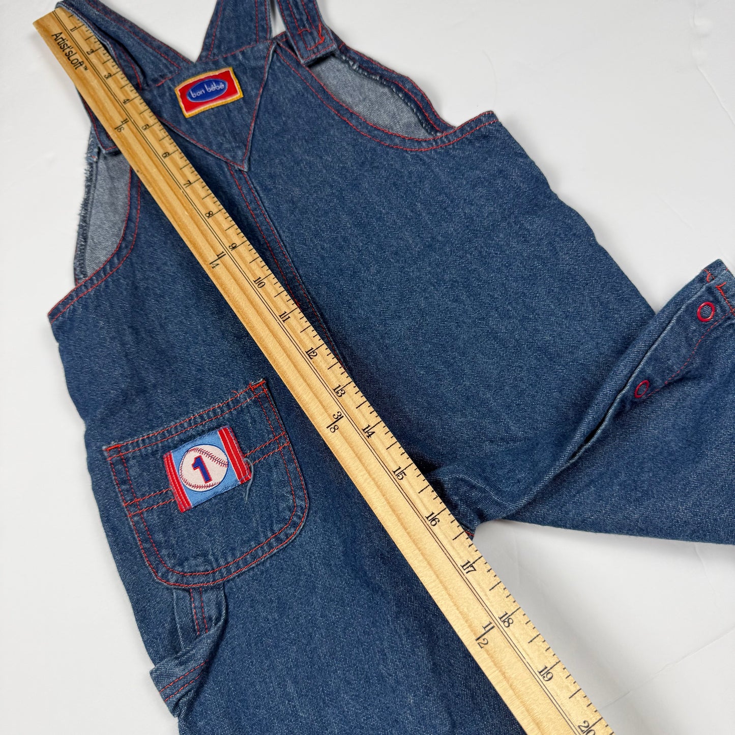 Y2K Rookie Baseball Denim Overalls - 6/9 Months