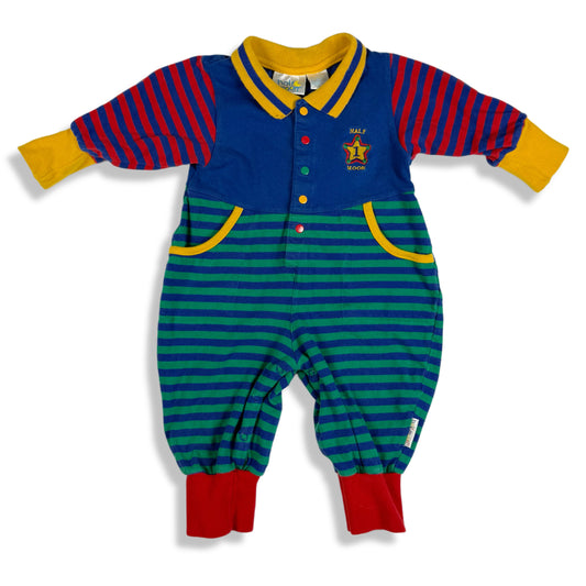 Vintage Half Moon Color Block Striped Romper - 18 Months