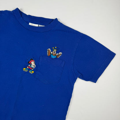 Vintage 1990's Mickey and Goofy Embroidered Roller Skate Pocket Tee - 5T