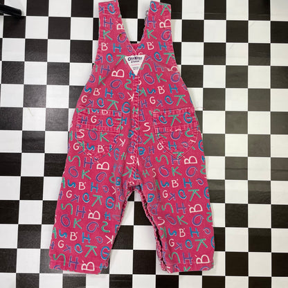 Vintage Oshkosh B'Gosh Letter Spell Out Corduroy Overalls - 3/6 Months