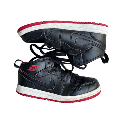 Toddler Black and Red Mid Air Jordan 1 Sneakers - Size 9C