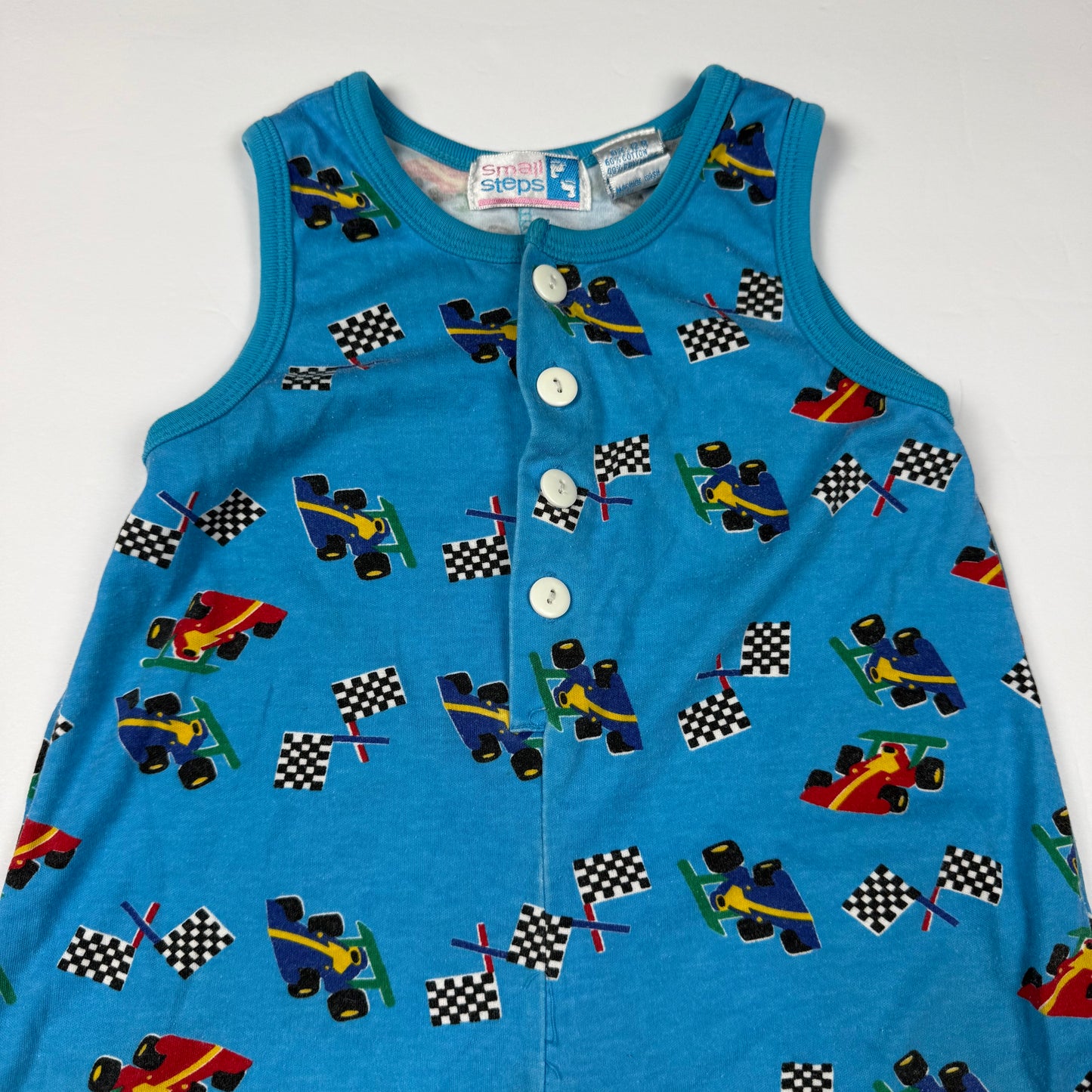 Vintage Small Steps Car Racing Romper - 12 Months