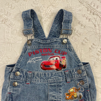 Y2K Cars Lightning McQueen Denim Shortalls - 18 Months