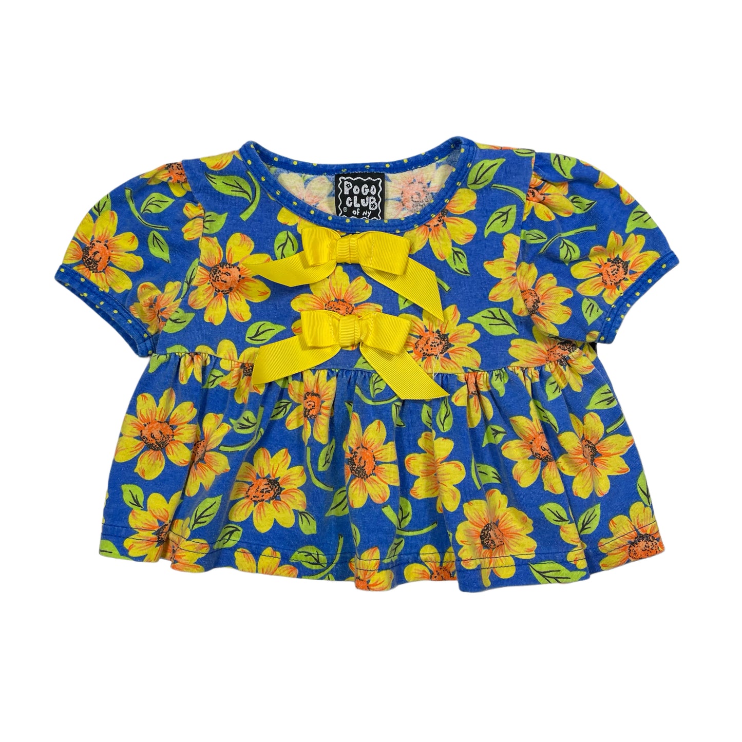 Vintage Blue Yellow Floral Shirt - 2T