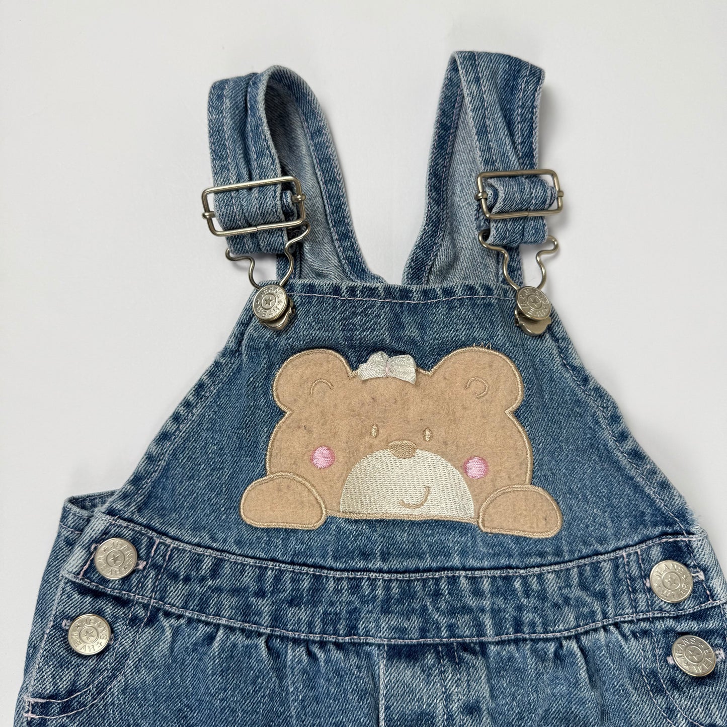 Y2K Heart Bear Overalls - 6/9 Months