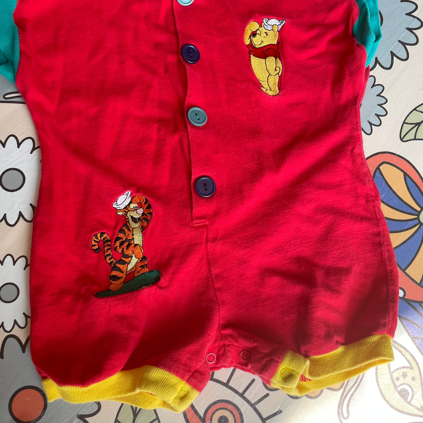 Vintage Winnie the Pooh Color Block Sailor Romper - 12 Months