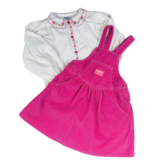 Vintage Oshkosh B'Gosh Pink Corduroy Dress and Shirt Set - 5T