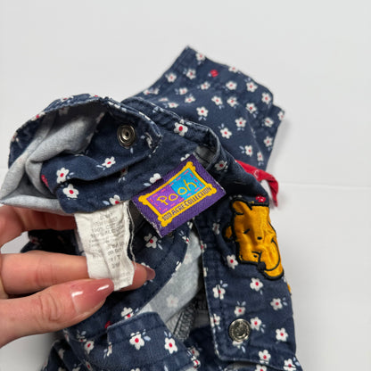 Vintage 1990's Winnie the Pooh Floral Romper Overalls - 3/6 Months