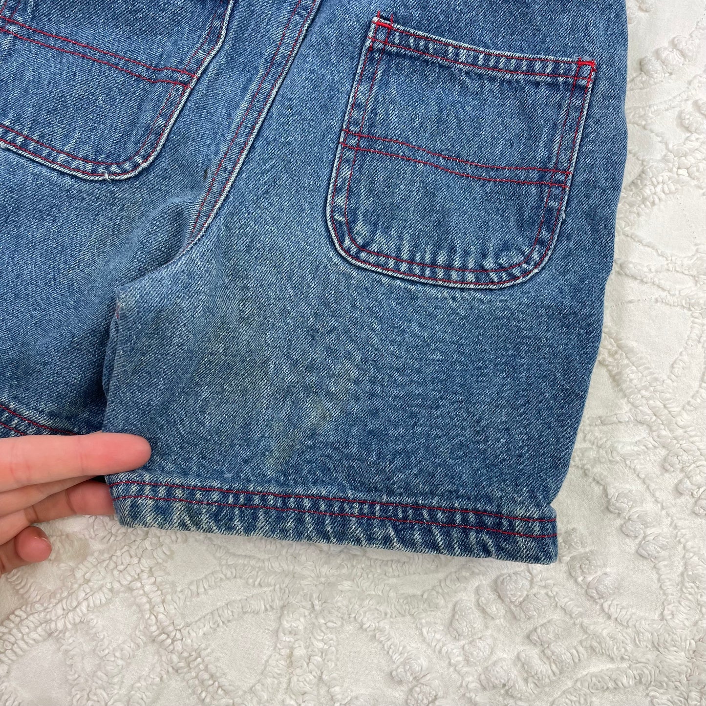 Vintage Baseball Denim Shortalls - 12 Months