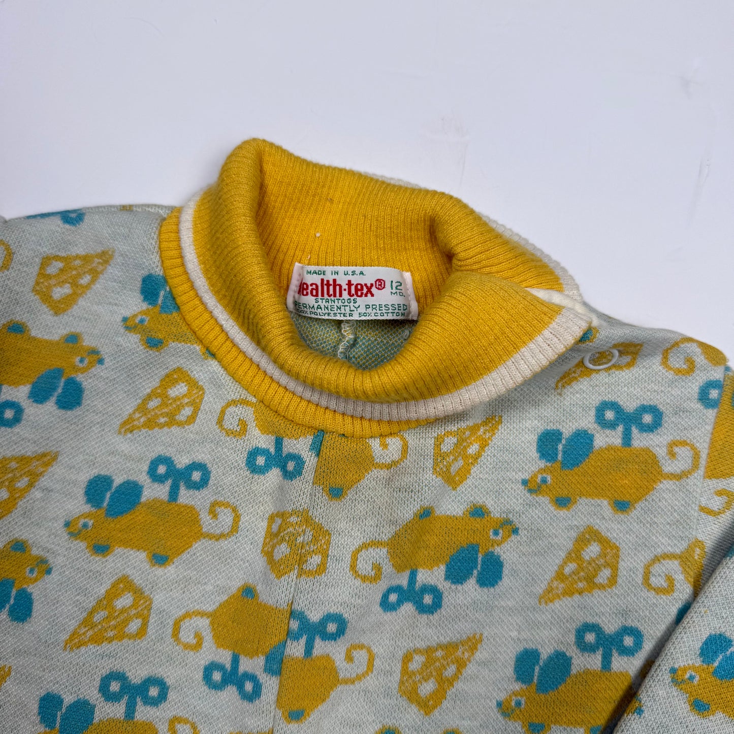 Vintage 1960's Health Tex Cheese Mouse Romper - 12 Months