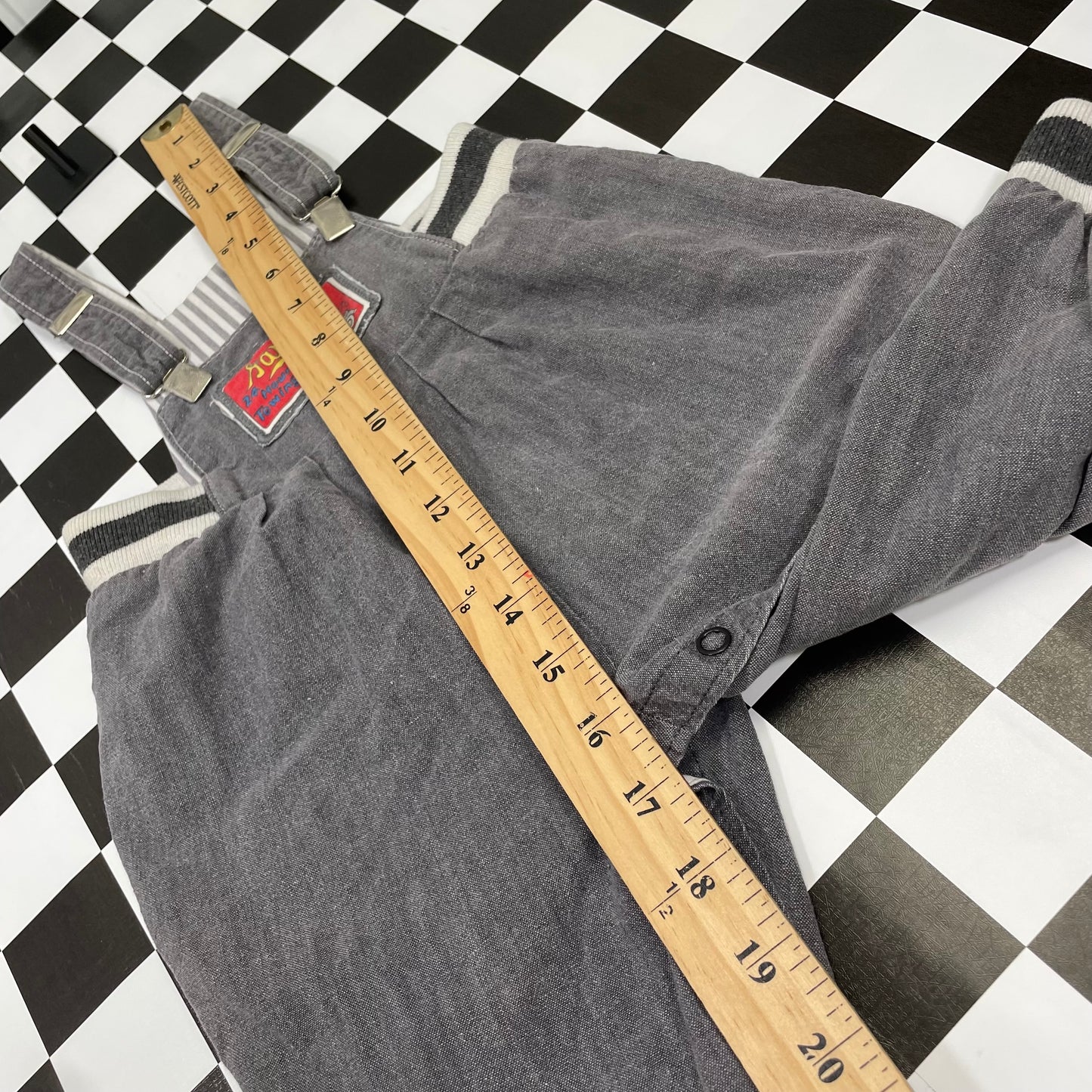 Vintage Garage Grey Clip Jogger Overalls - 18 Months