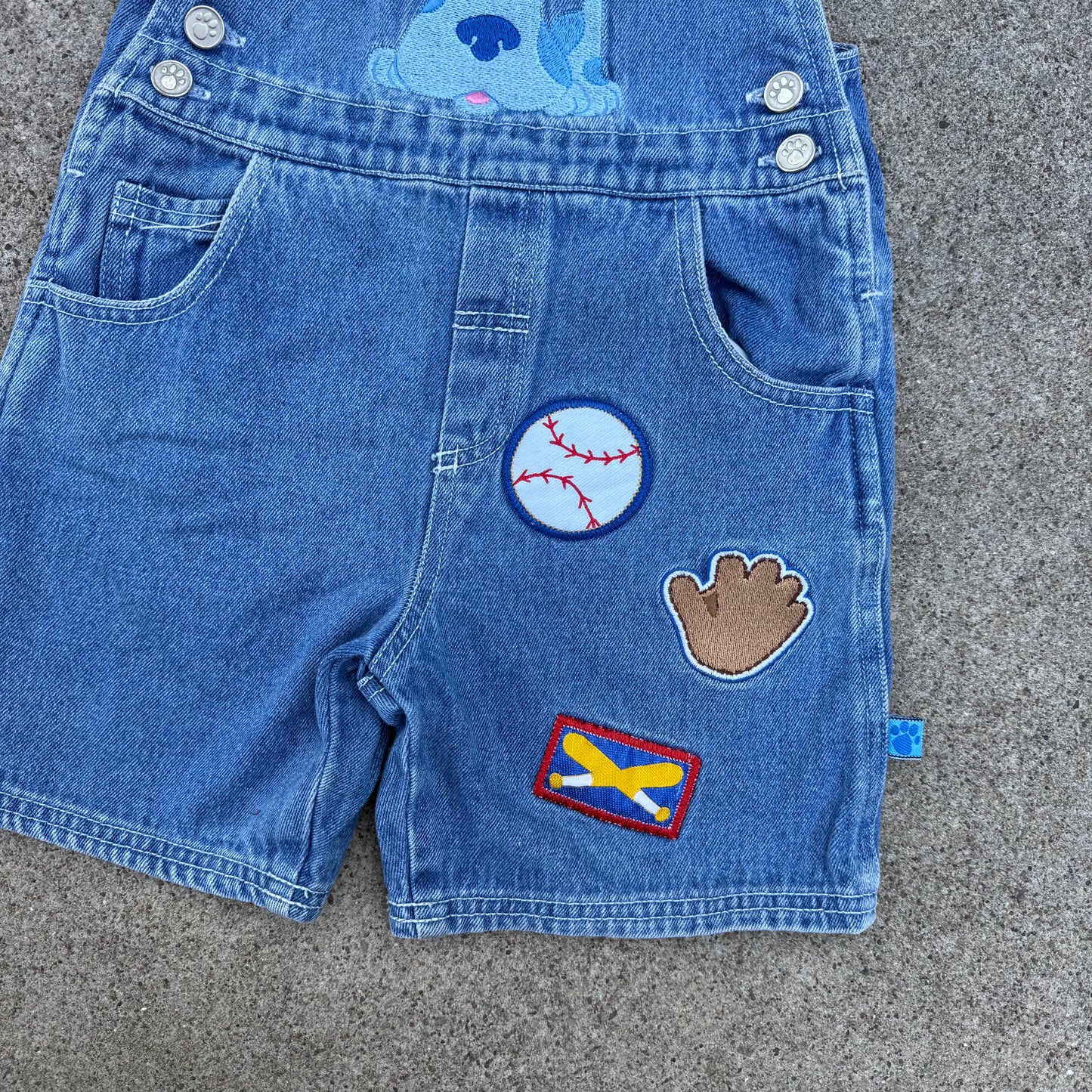 Vintage Y2K Blues Clues Baseball Denim Overalls - 4T