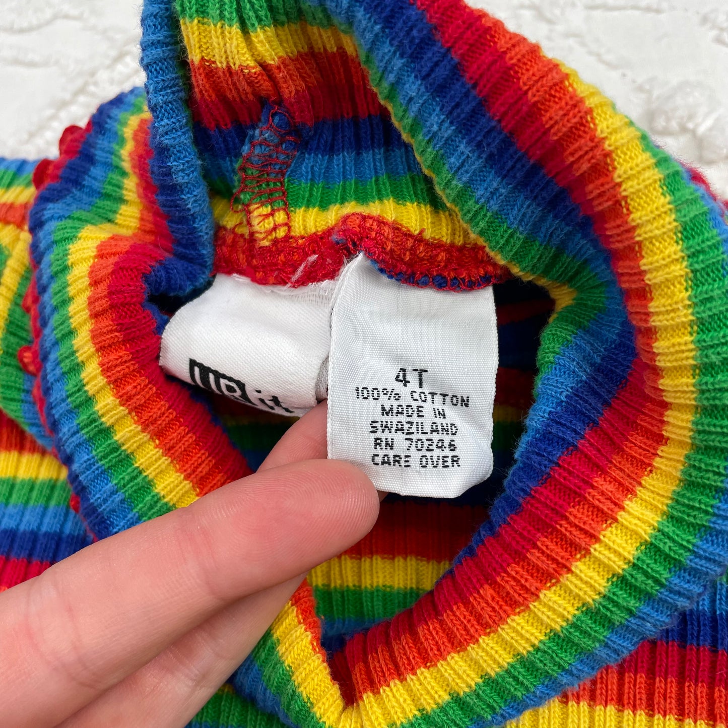 Vintage Rainbow Striped Turtleneck - 2T