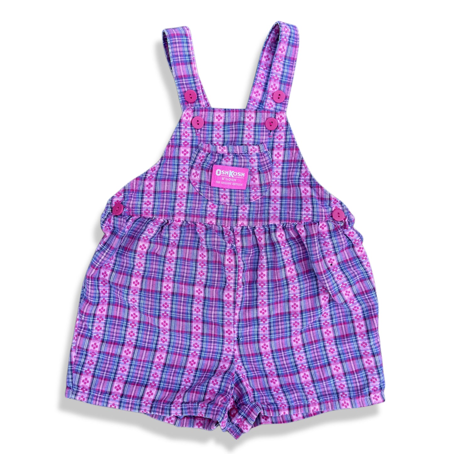 Vintage Oshkosh B'Gosh Pink Plaid Shortalls Romper - 3T