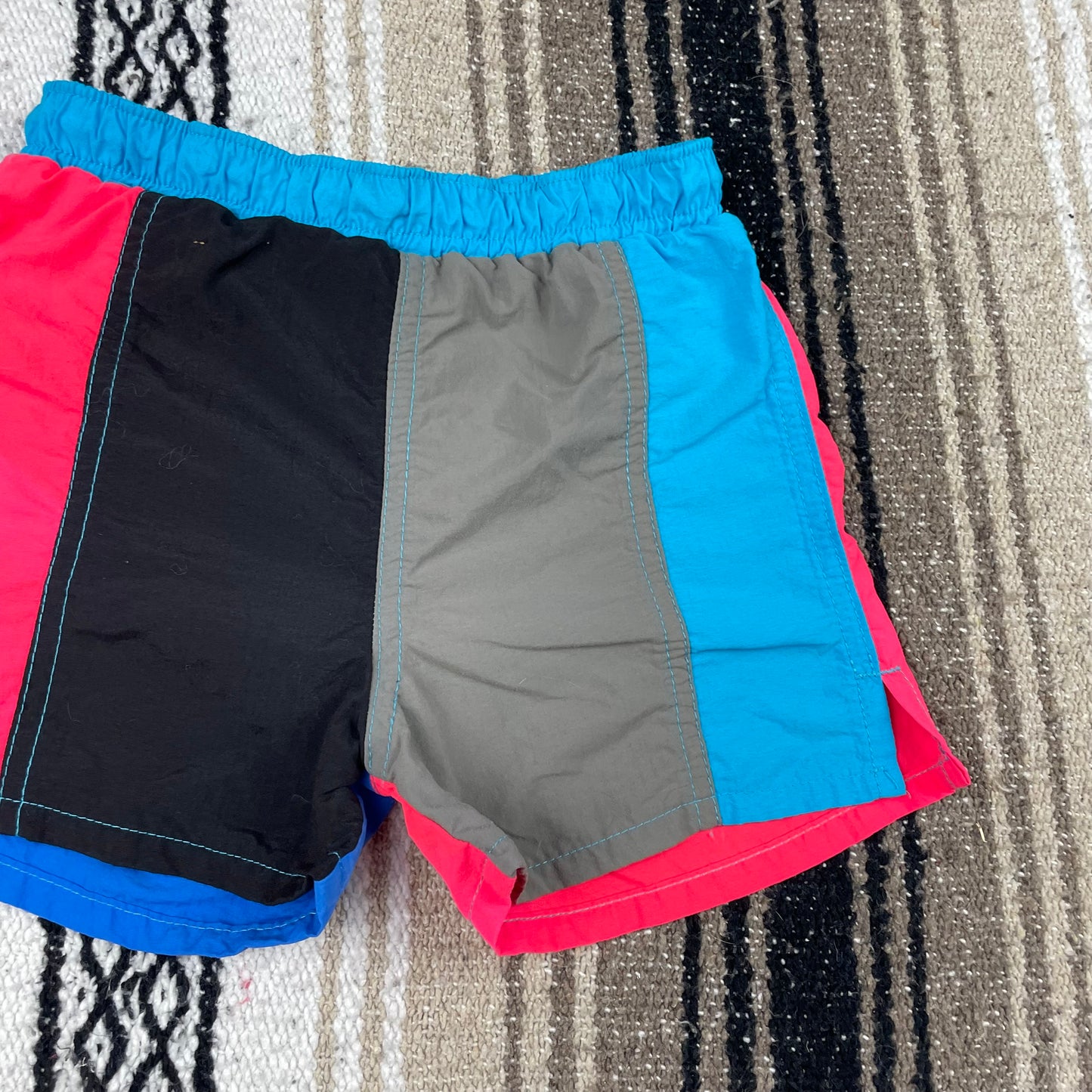 Vintage Color Block Neon Swim Shorts - 2/3T