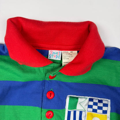 Vintage Small Steps Striped Collared Romper - 6/9 Months