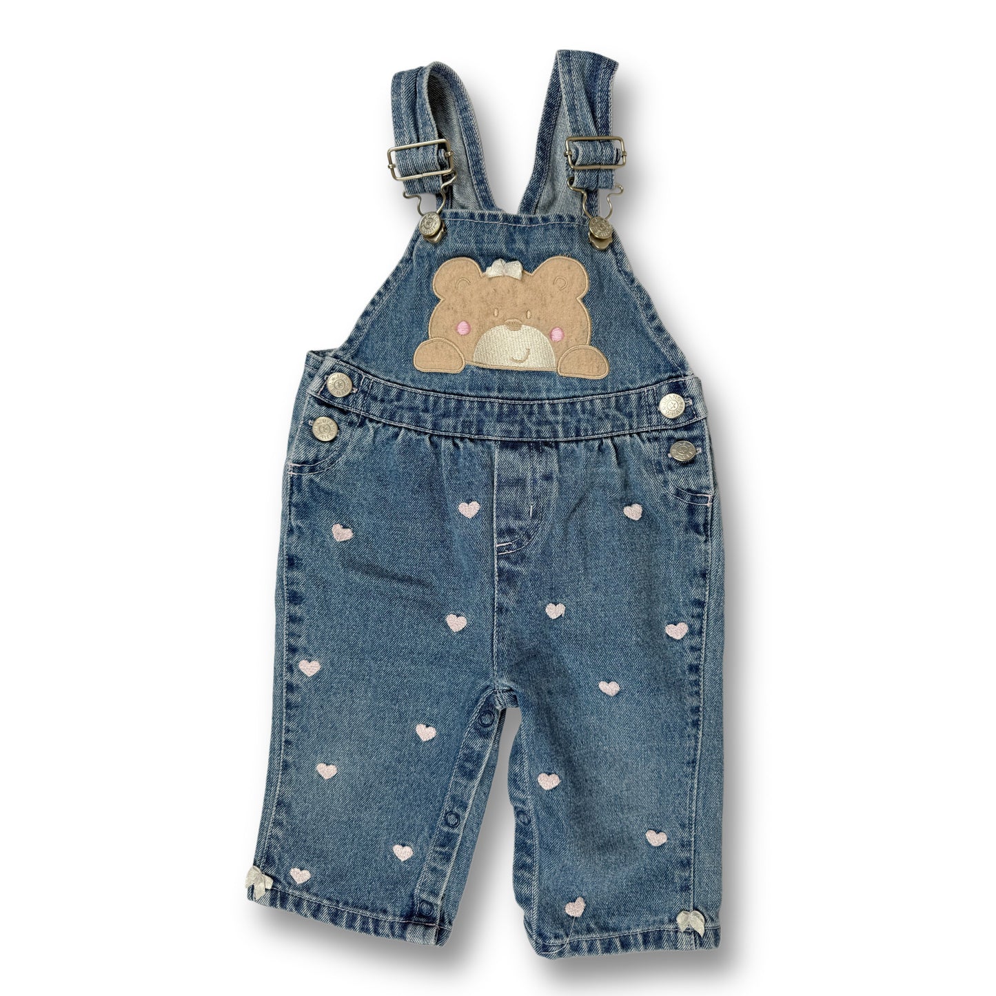Y2K Heart Bear Overalls - 6/9 Months