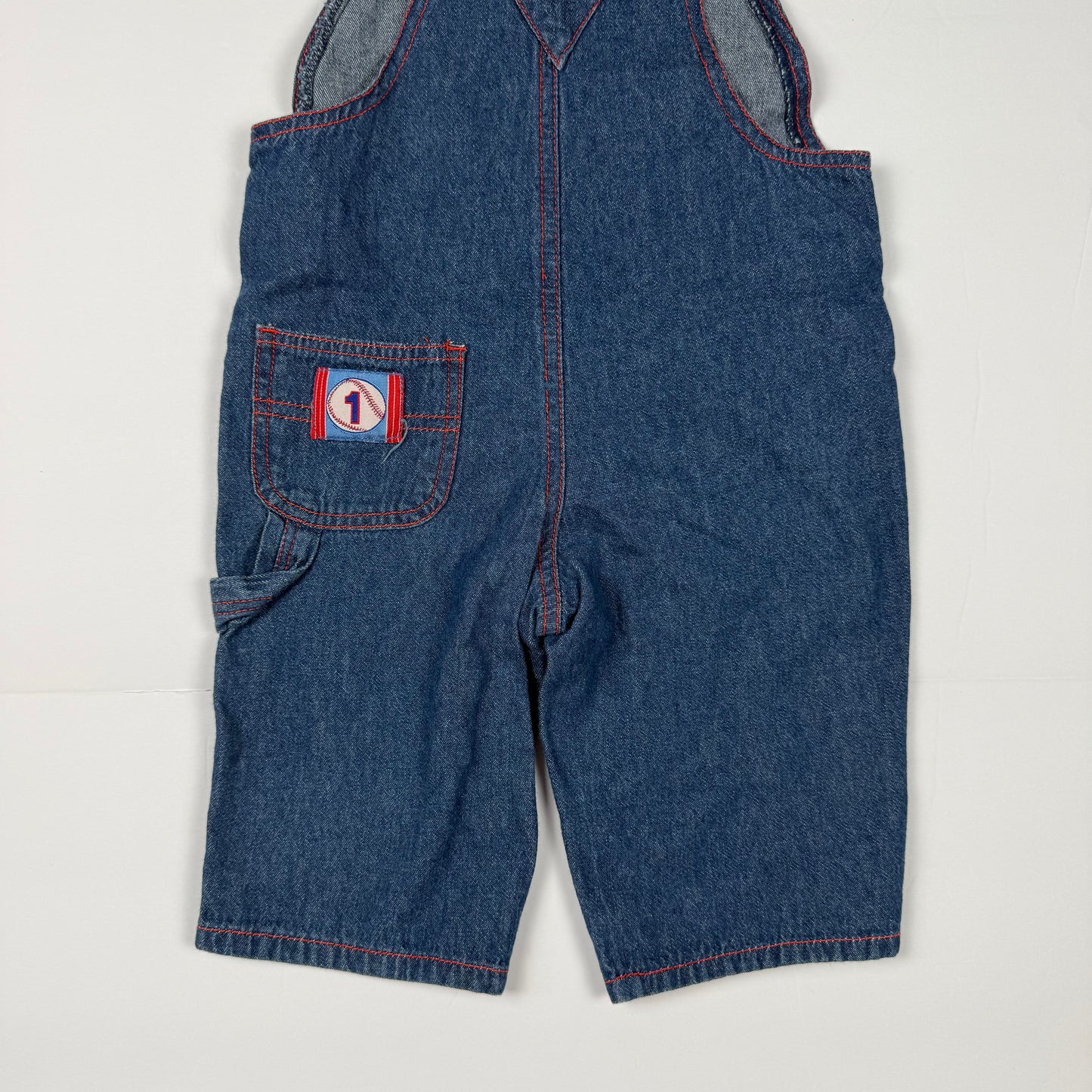 Y2K Rookie Baseball Denim Overalls - 6/9 Months