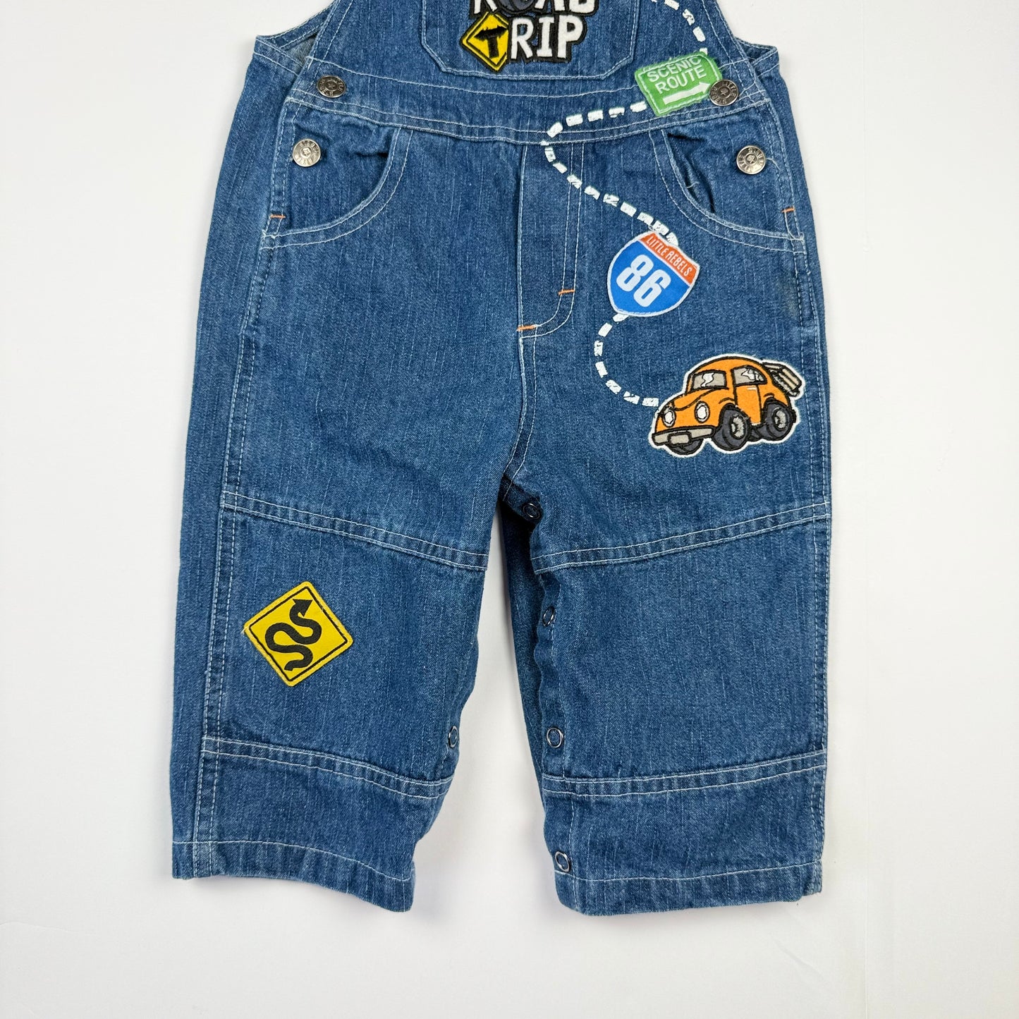 Vintage Road Trip Vehicle Overalls - 12 Months