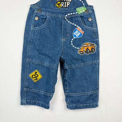 Vintage Road Trip Vehicle Overalls - 12 Months