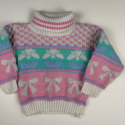 Vintage Bow Knit Turtleneck Sweater - 2T