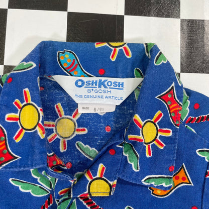 Vintage Oshkosh Beach Collared Shirt - 6/9 Months