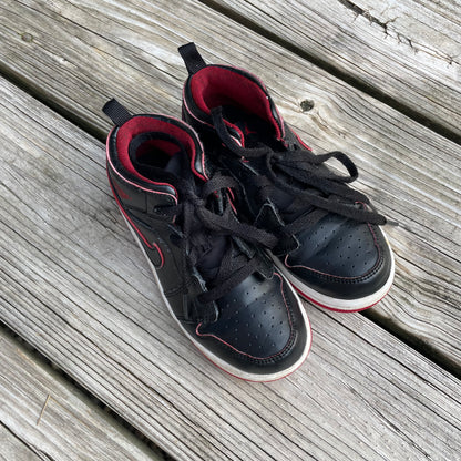 Toddler Black and Red Mid Air Jordan 1 Sneakers - Size 9C