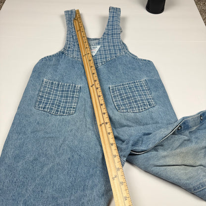 Vintage Oshkosh B'Gosh Denim Plaid Light Wash Overalls - 4T