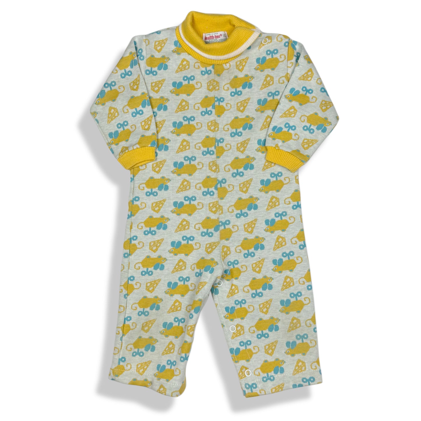 Vintage 1960's Health Tex Cheese Mouse Romper - 12 Months