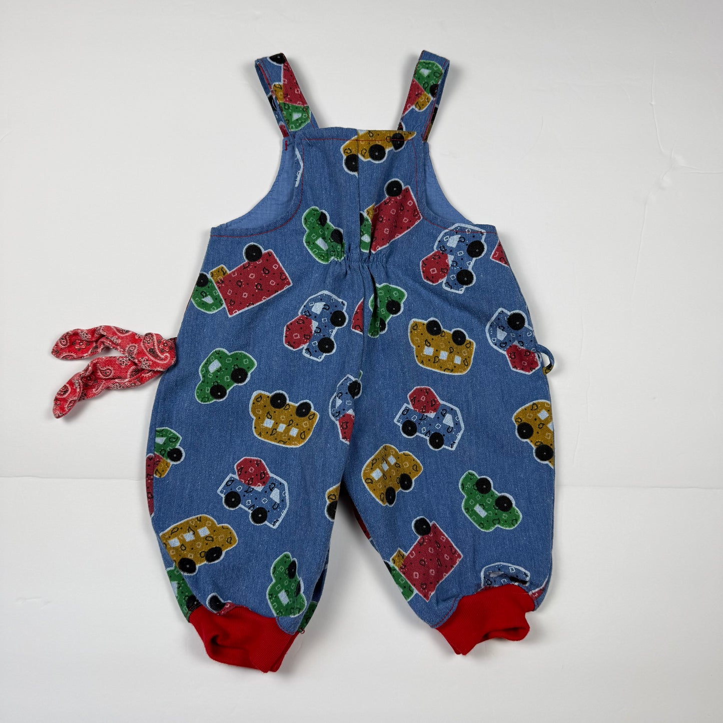 Vintage Denim Car AOP Romper - 6/9 Months