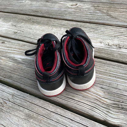 Toddler Black and Red Mid Air Jordan 1 Sneakers - Size 9C