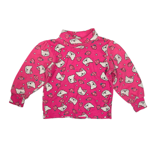 Vintage Cat Floral Turtleneck Shirt - 3T