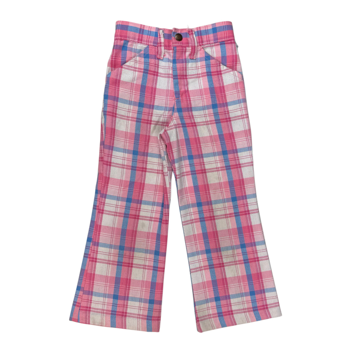 Vintage 1970's Garanimals Plaid Pink Blue Pants - 2T
