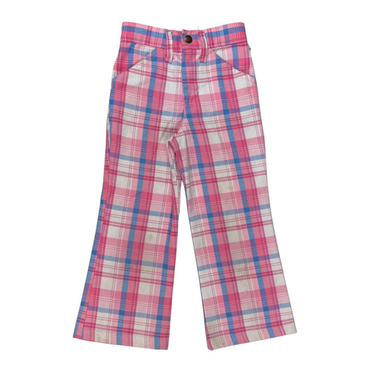 Vintage 1970's Garanimals Plaid Pink Blue Pants - 2T
