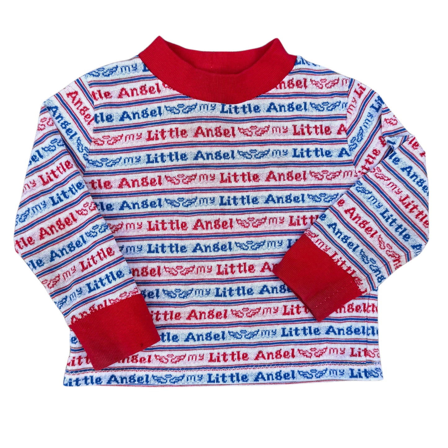 Vintage "My Little Angel" Spell Out AOP Mock Neck Shirt - 18/24 Months
