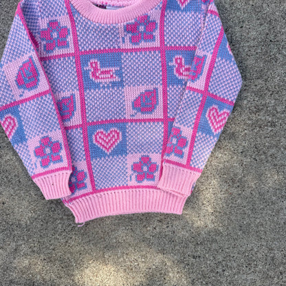 Vintage 1980's Pink Knit Sweater - 2T
