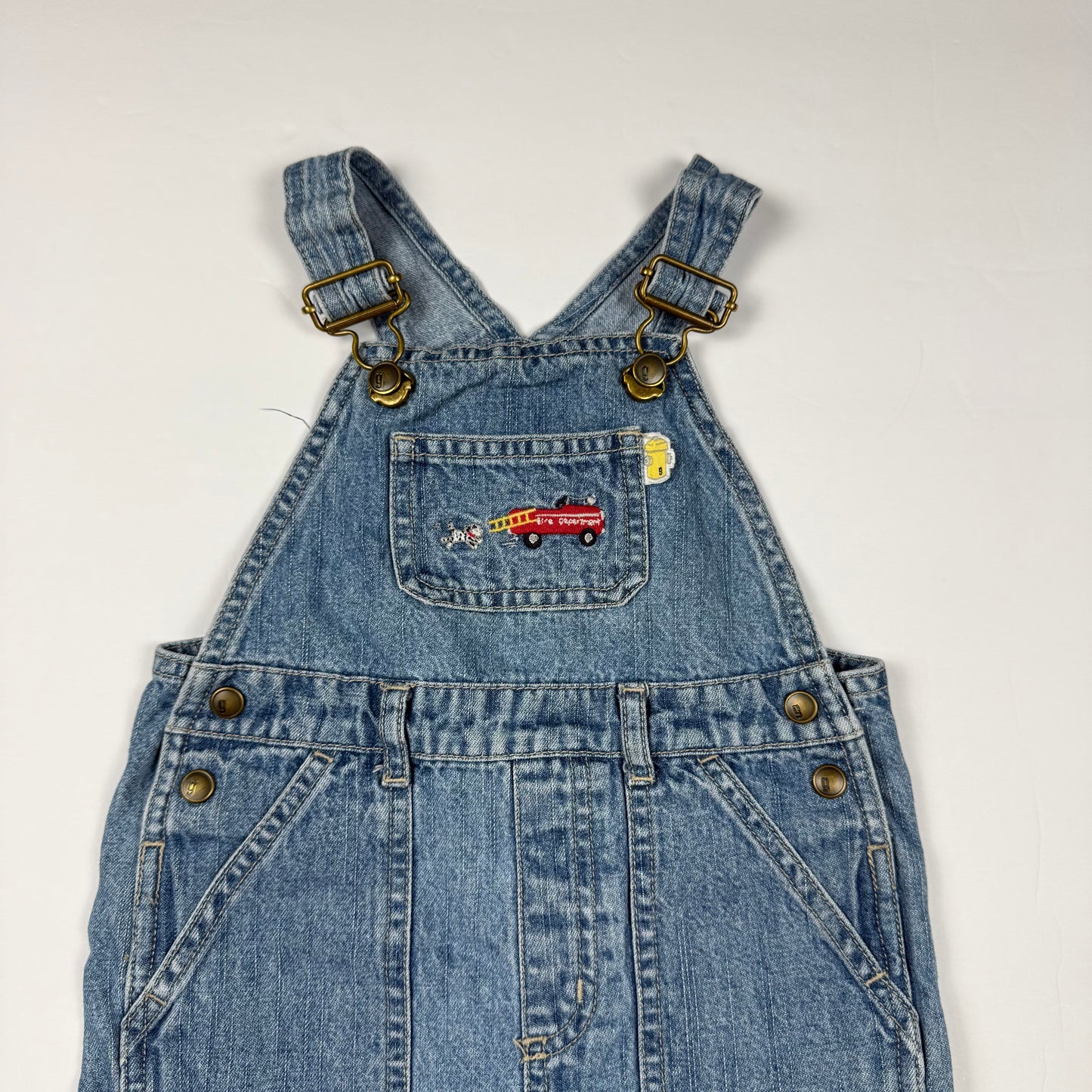 Y2K 2005 Gymboree Fire Truck Shortalls - 12/18 Months