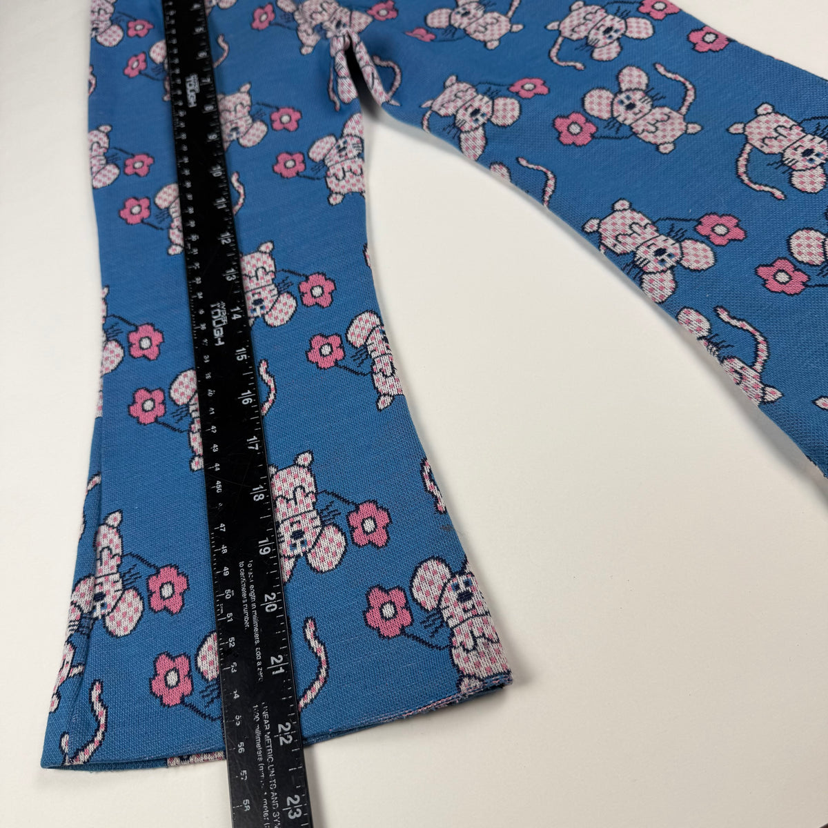 Vintage 1970's AOP Mouse Floral Bellbottom Pants - 2/3T