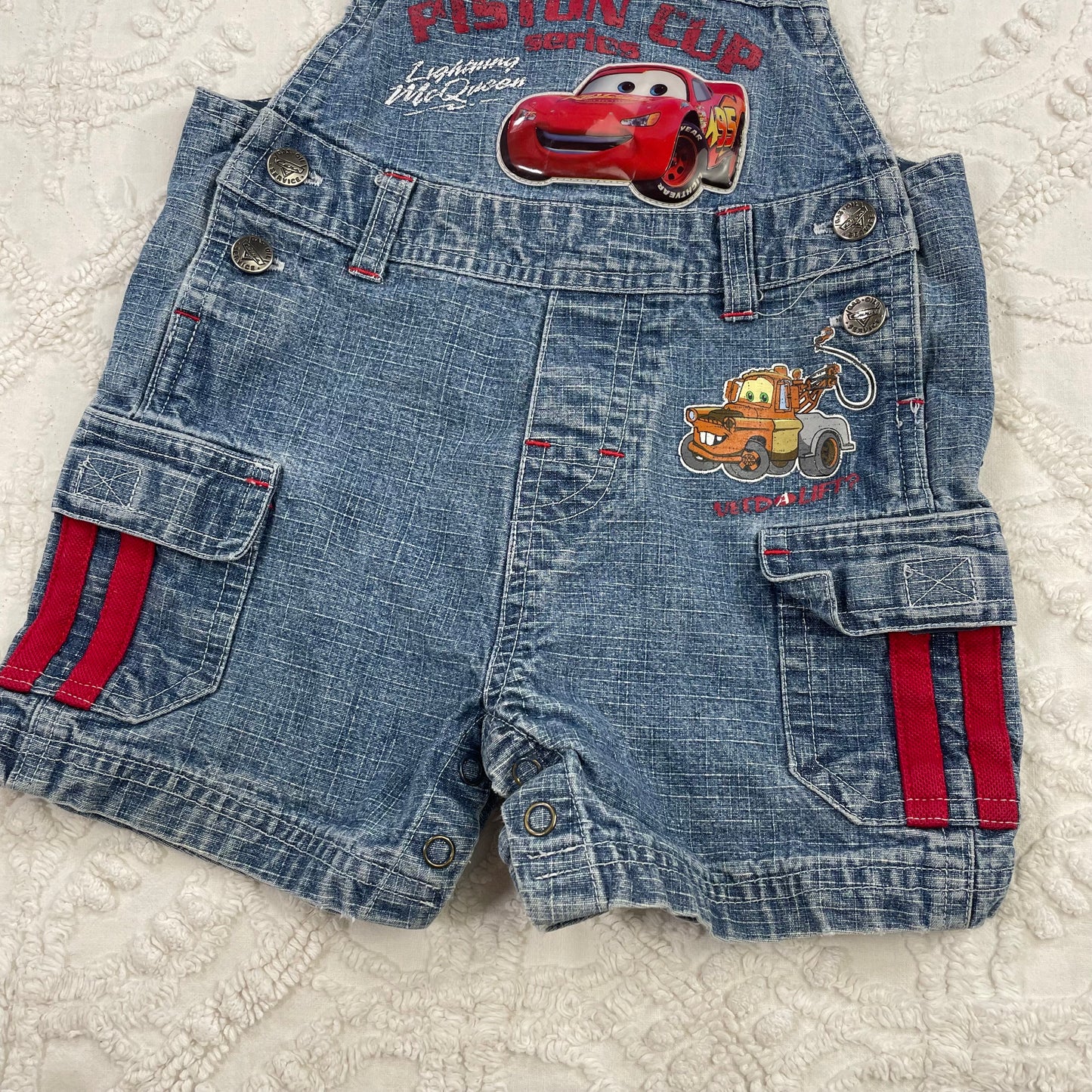 Y2K Cars Lightning McQueen Denim Shortalls - 18 Months